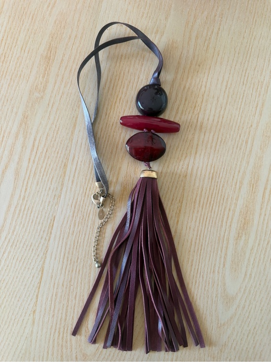 Chico's Jewelry - Chicos Women’s Burgundy Tassel Pendant Necklace